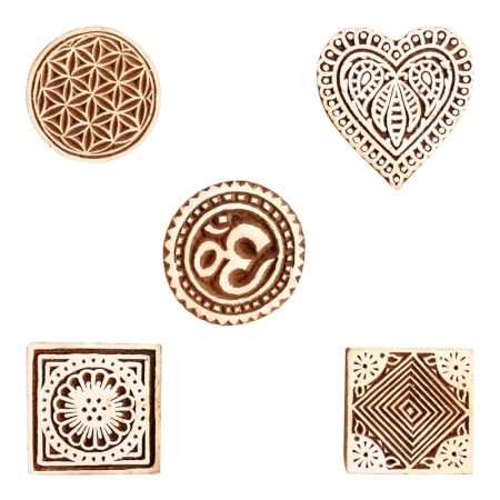 Set of 5 Piece New Mix Wooden Printing Block